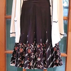 Anthropologie brown floral knee length skirt, size 4